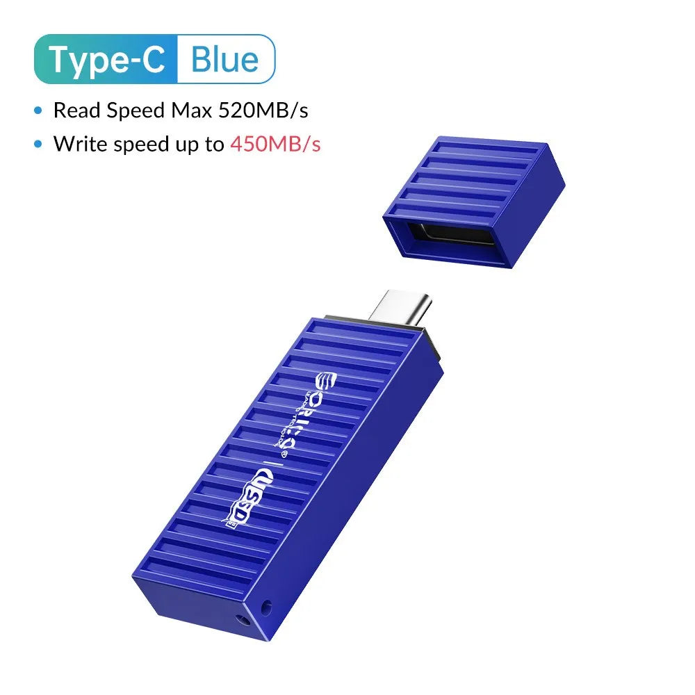ORICO USSD Solid State U Disk 520MB/S Flash Drive 128GB 256GB 512GB 1TB  USB3.2 PenDrive Black Metal  Container Design Hard Disk