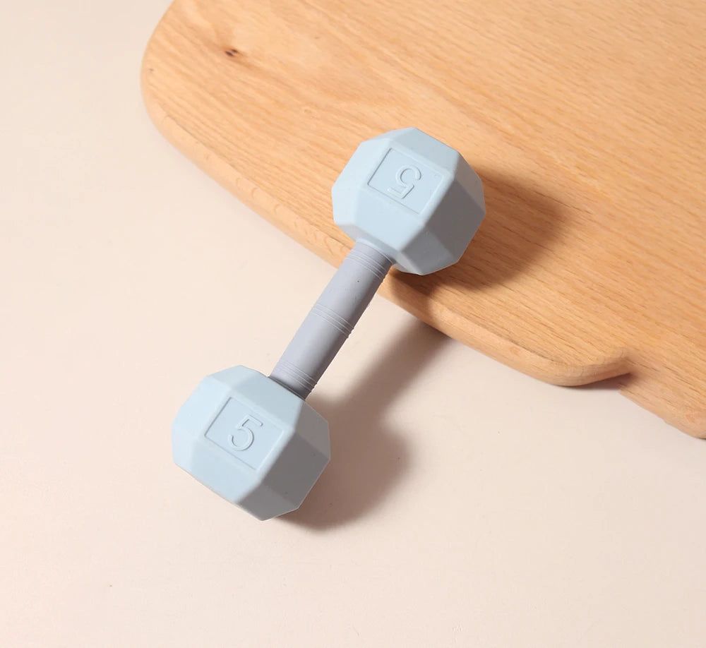 2-in-1 Barbell Shape Silicone Teether baby Rattle toy with sound 5kg