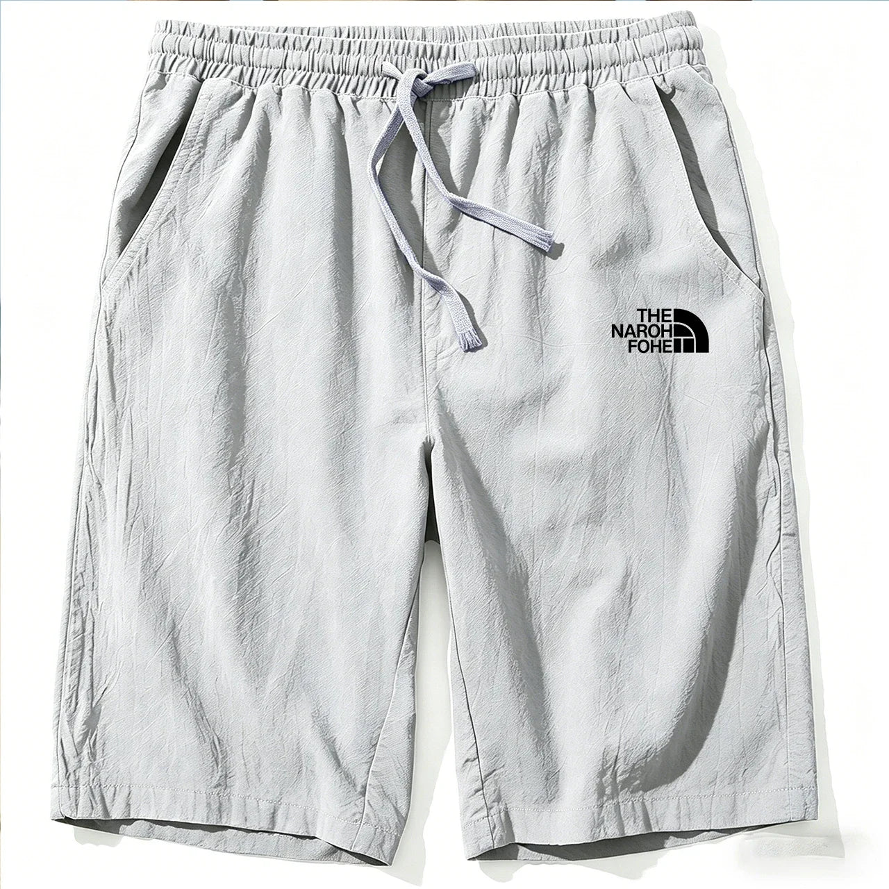 Men Cotton Linen Shorts Summer Lightweight Breathable Casual Beach Style Shorts Basic Solid Color Sweatpants Elastic Waist