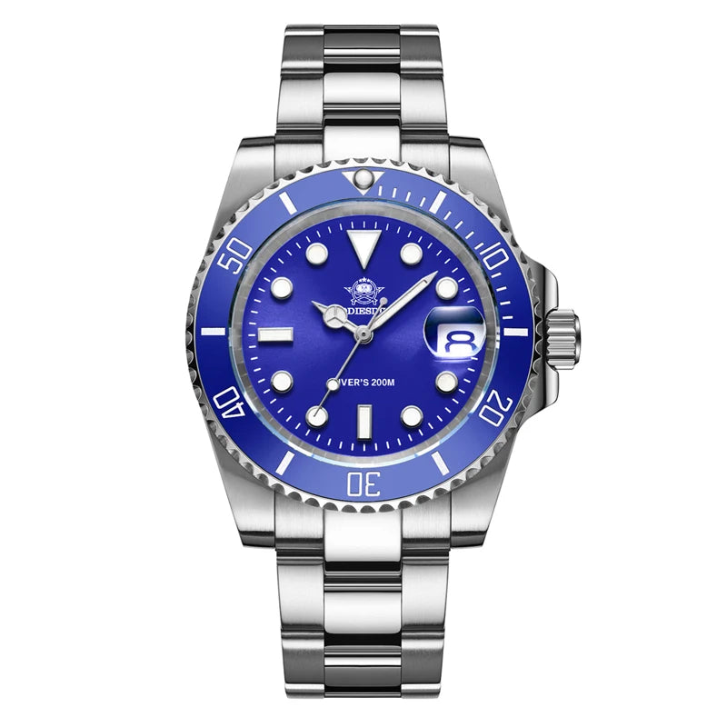 ADDIESDIVE Classic Men's Business and Leisure Quartz Watch 200m Waterproof 316L Stainless Steel Sports Night Light Diving Watch