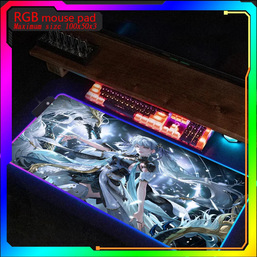 HD print wuthering Wave Jinhsi Rgb Mouse Pad Xxl Steelseries Laptop Mat Backlit Keyboard Gamer Girl Table Pads Deskpad Mause pad