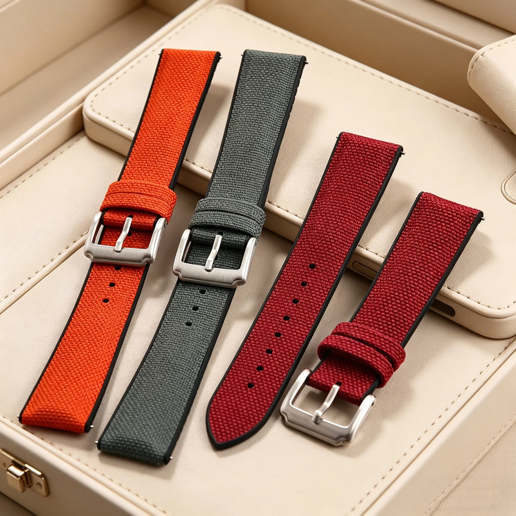 Sailcloth Rubber Strap 18 19 20 21 22mm Sailcloth Nylon Quick Release Band Universal Silicone Bracelet For Cartier Seiko Omega