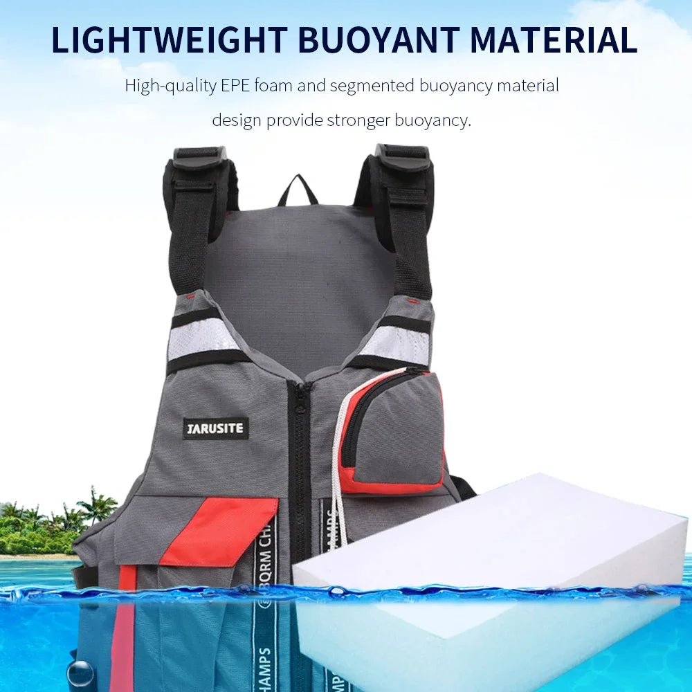 High Buoyancy Fishing Vest Adjustable Safety Life Jacket for Outdoor Boating and Fishing Gear Men Women Water Sports Vest