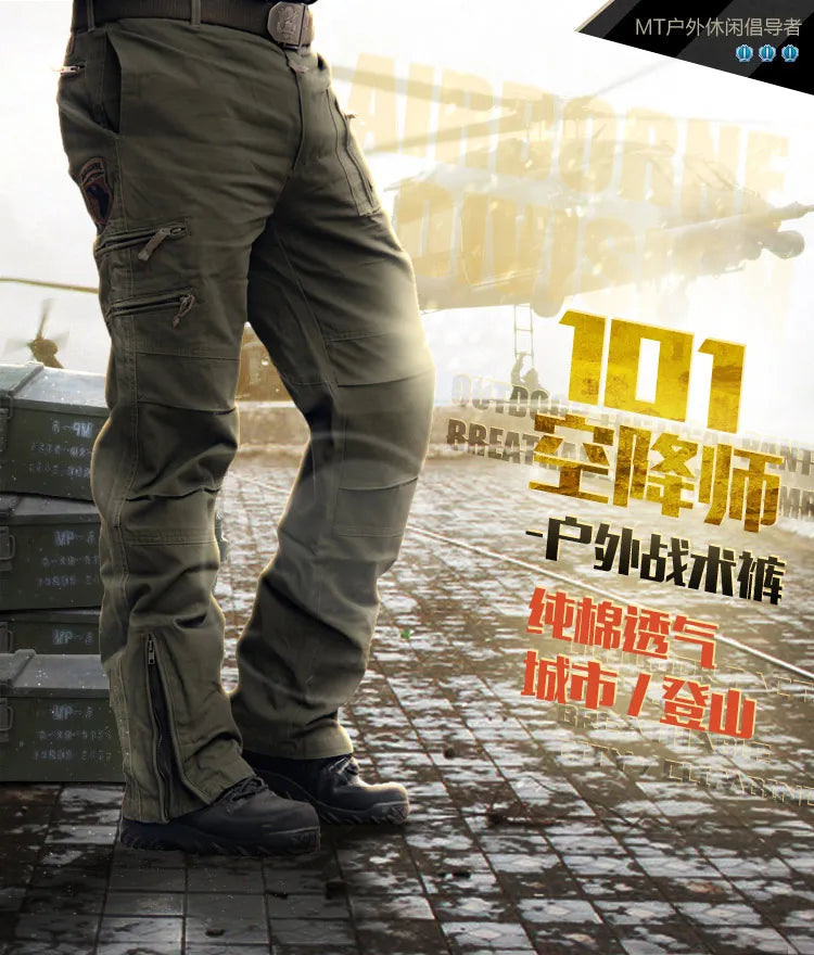 2026 Men's Cargo Pant Cotton Outdoors Tactical Pant Men Vintage Camo Green Work Many Pocket Cotton Camouflage Black Trouser
