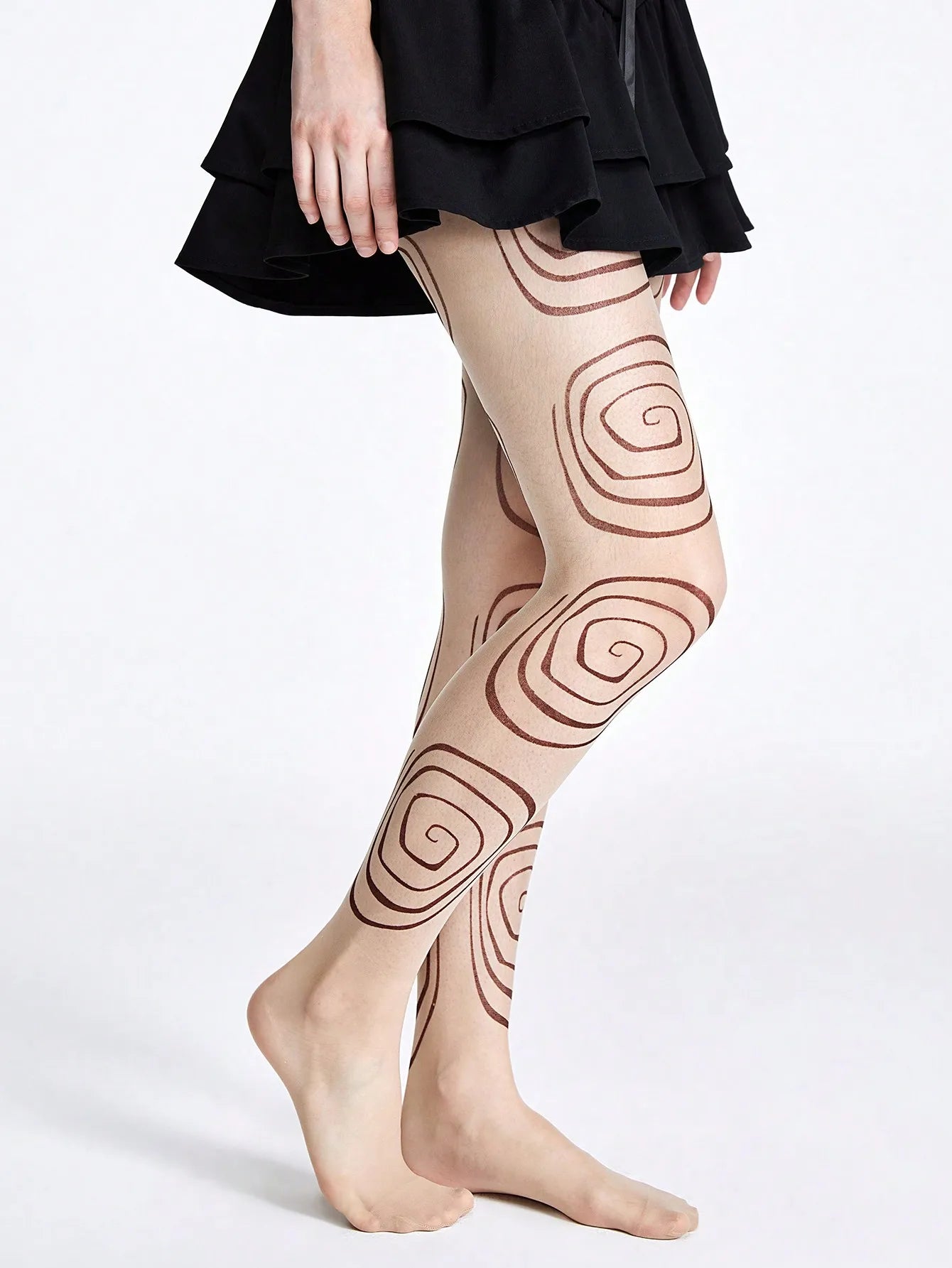 1 Fashionable and Sexy Circle Printed Silk Stocking, Women's Anti Hook Silk Stocking Pantyhose