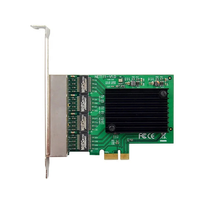 4 Port RJ45 1000Mbps Lan Network Card High Speed Remote Wake Control PCIE X1 Ethernet Adapter PC Cat5 UTP Cable Converter