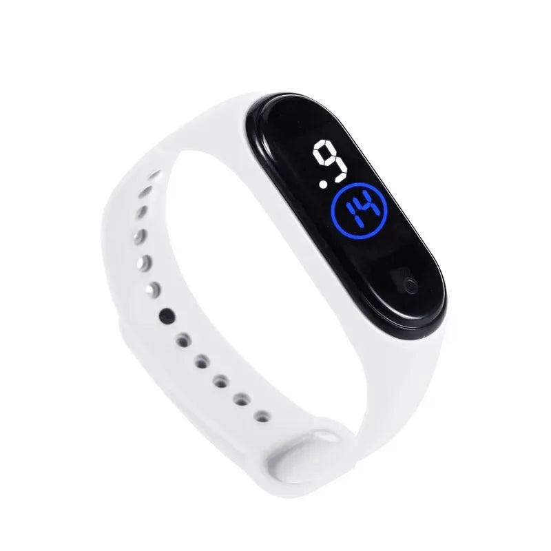 Waterproof Kids Sports Watch Children Smart Touch Screen LED Digital Watch Two Tone Silicone Strap Men Women Watch Student Clock