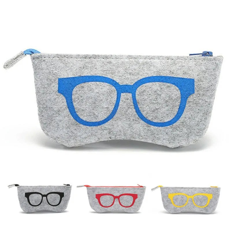 1pc Unisex Felt Glasses Bag Portable Glasses Storage Bag Travel Sunglasses Eyeglass Organizer Pencil Case Makeup Bag with Zipper