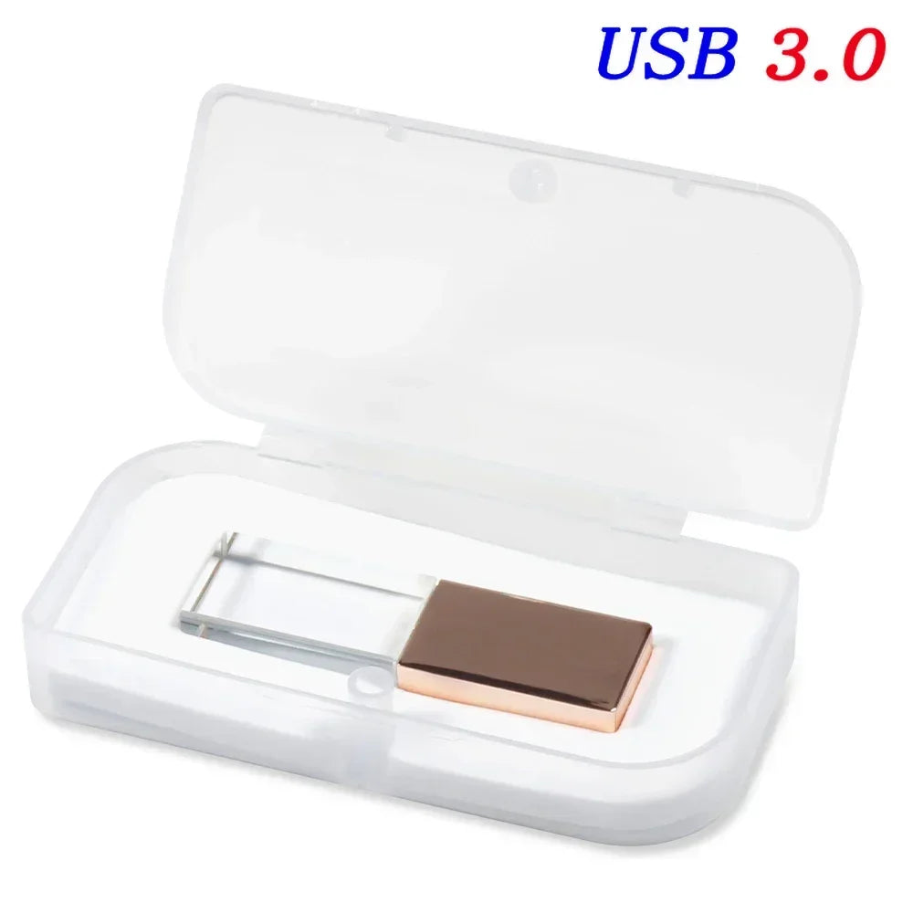 JASTER USB 3.0 Flash Drive Rose Gold Crystal Custom 3D Logo Pen Drive Wedding Cool Gift Pendrive Black Memory Stick 128GB 64GB