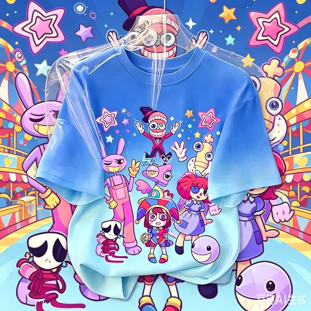 2026 Anime Short-Sleeve T-Shirt Magical Digital Circus T-Shirt Summer Fashion Unisex Crew Neck Top Lightweight and Breathable