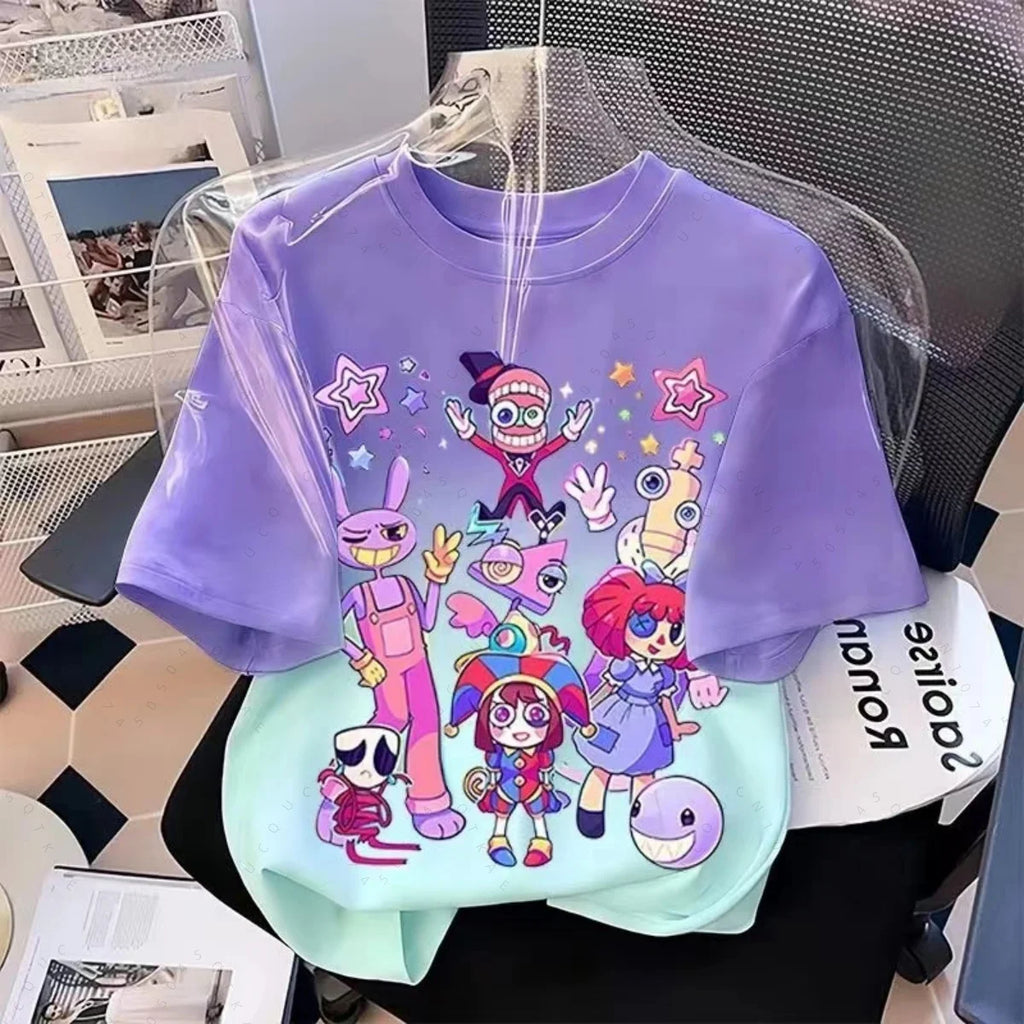 2026 Anime Short-Sleeve T-Shirt Magical Digital Circus T-Shirt Summer Fashion Unisex Crew Neck Top Lightweight and Breathable