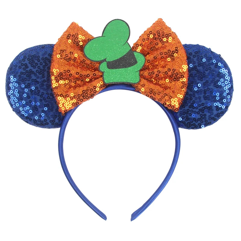 2025 New Style Mickey Minnie Ear Headband Sequin Bows Girl Adult Kids Halloween Party Cosplay Hair Accessories Princess Hairband