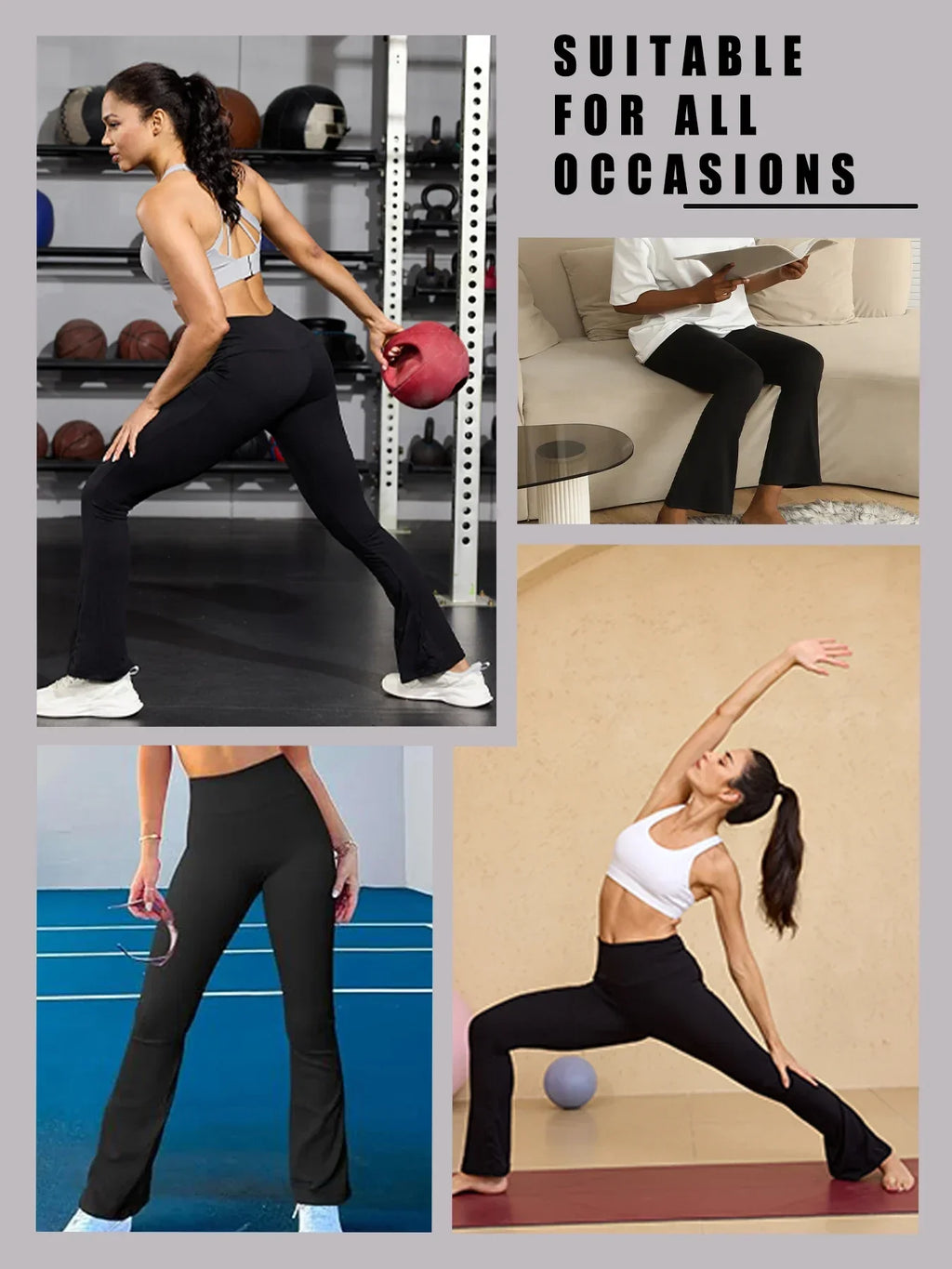 Women's Super Soft Flare Pants High Waisted Tummy Control Workout Yoga Leggings Bell Bottoms