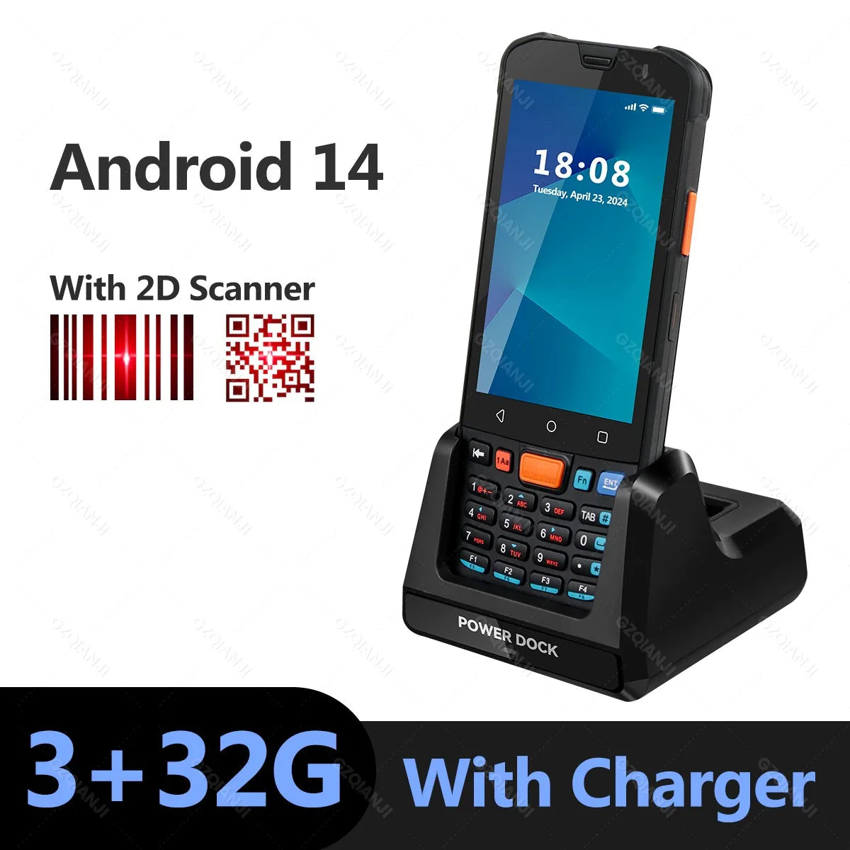 Android 11/14 PDA Handheld Terminal Data Collector with 1D Barcode 2D QR Scanner NFC 2/3/4G WiFi Bluetooth 3G+32G/4G+64G RAM+ROM