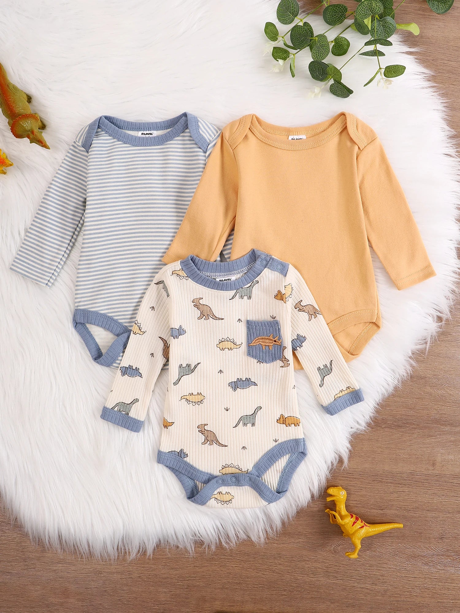 Baby boy onesie 3PCS New style baby boy clothes Spring/Autumn long-sleeved onesie Cotton fabric Suitable for 0-9months