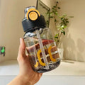 700ml/23.67oz Hot and Cold Resistant Large Capacity Plastic Portable Sports Water Bottle With Straw and Capacity Scale