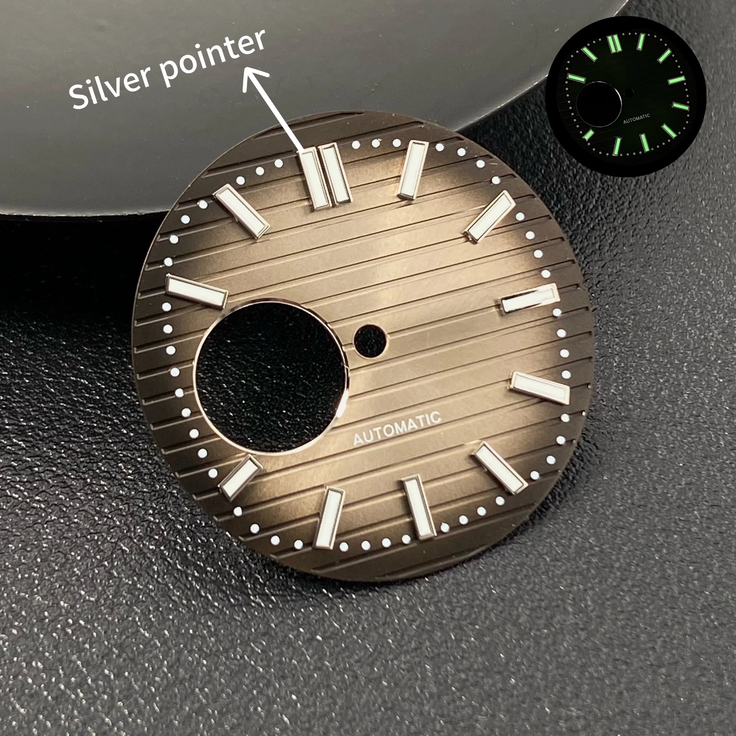 N30.5MM Dial Nautilus No Logo Watch Dial Green Luminous With Hands Suitable for NH38 Movement Modification Repair Accessories