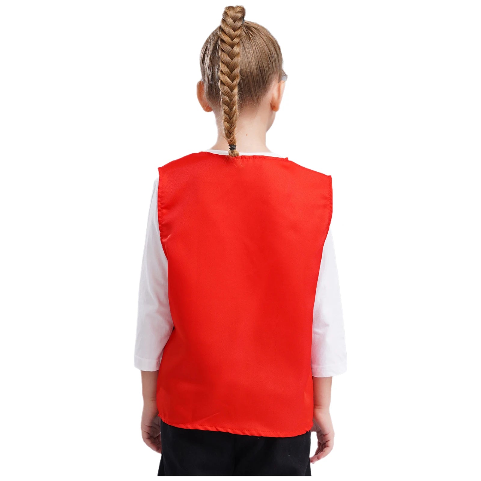 Kids Boys Girls Button Volunteer Vest Solid Color V Neck Sleeveless Waistcoat Volunteers School Camp Activities Uniform