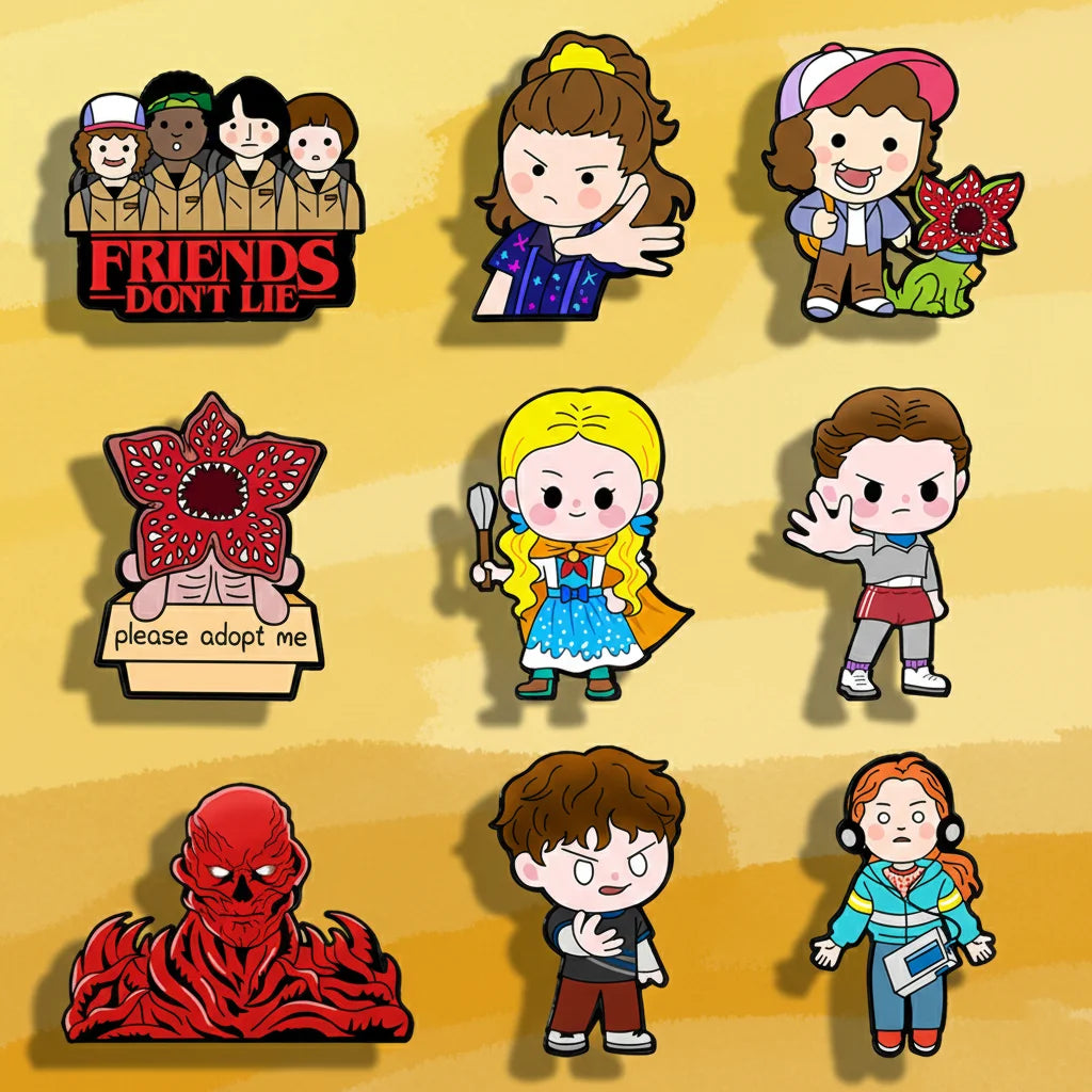 9pcs Set Cute King Cannibal Flower Cartoon Enamel Pins Collection Lapel Brooches for Backpacks And Costumes Jewelry Gift Ideas
