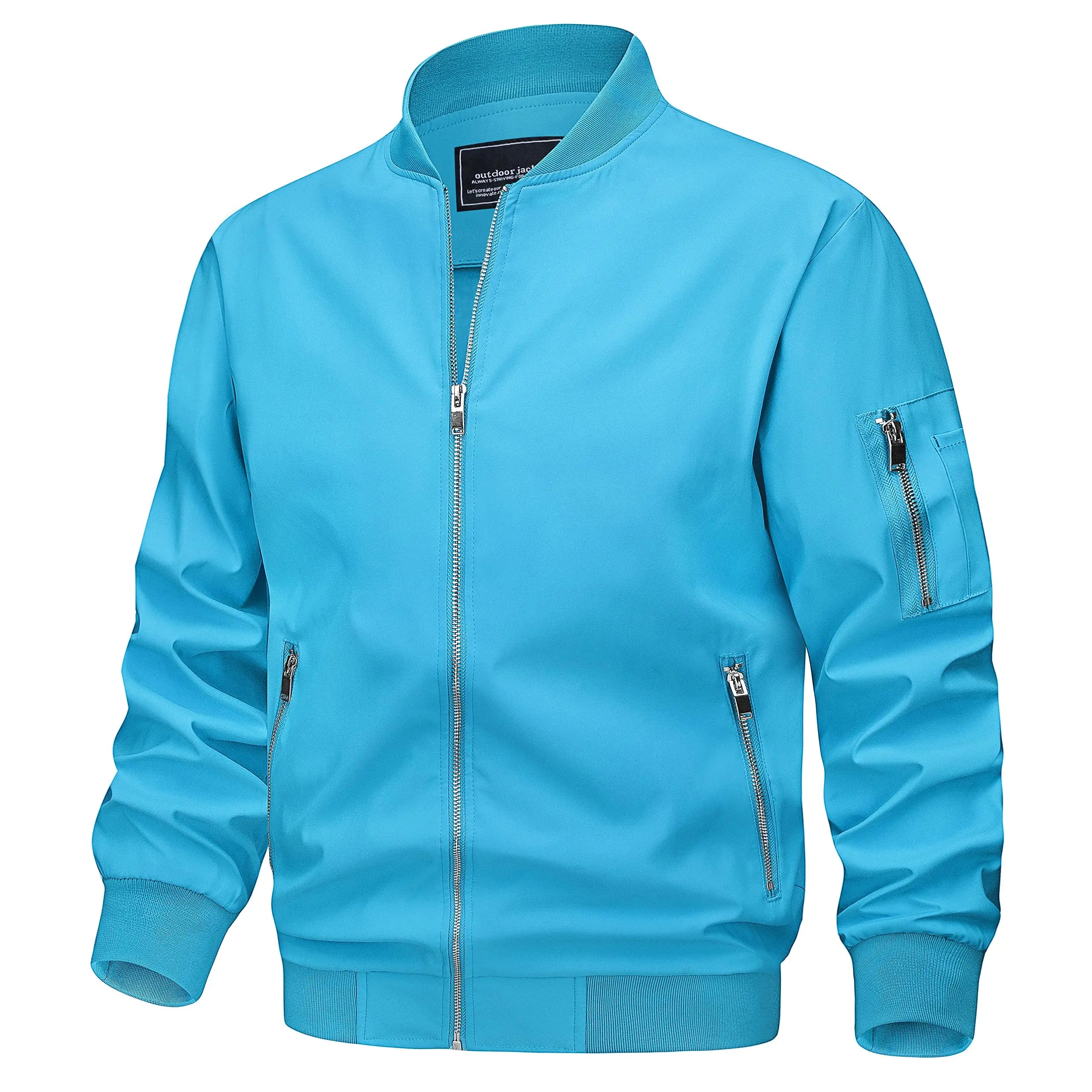TACVASEN Spring Fall Thin Bomber Jackets Mens Jacket Lightweight Casual Windbreaker Zip Pockets Coats Biker Outwear Outdoor Male