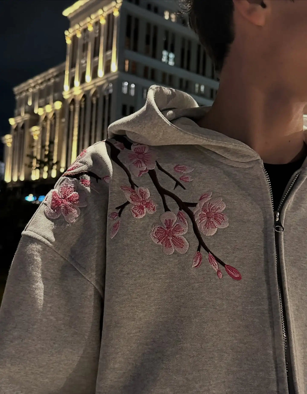 Y2K Vintage Oversized Cherry Blossom Embroidered Hooded Jacket Mens Womens Pink Zipper Coat Harajuku Hip Hop Graphic Streetwear