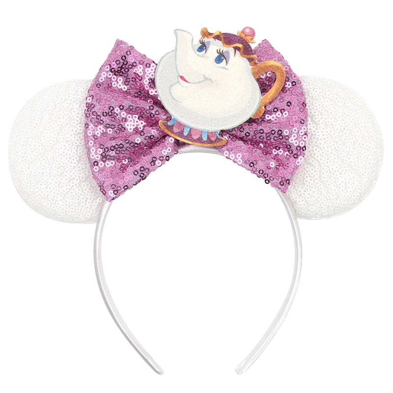 2025 New Style Mickey Minnie Ear Headband Sequin Bows Girl Adult Kids Halloween Party Cosplay Hair Accessories Princess Hairband