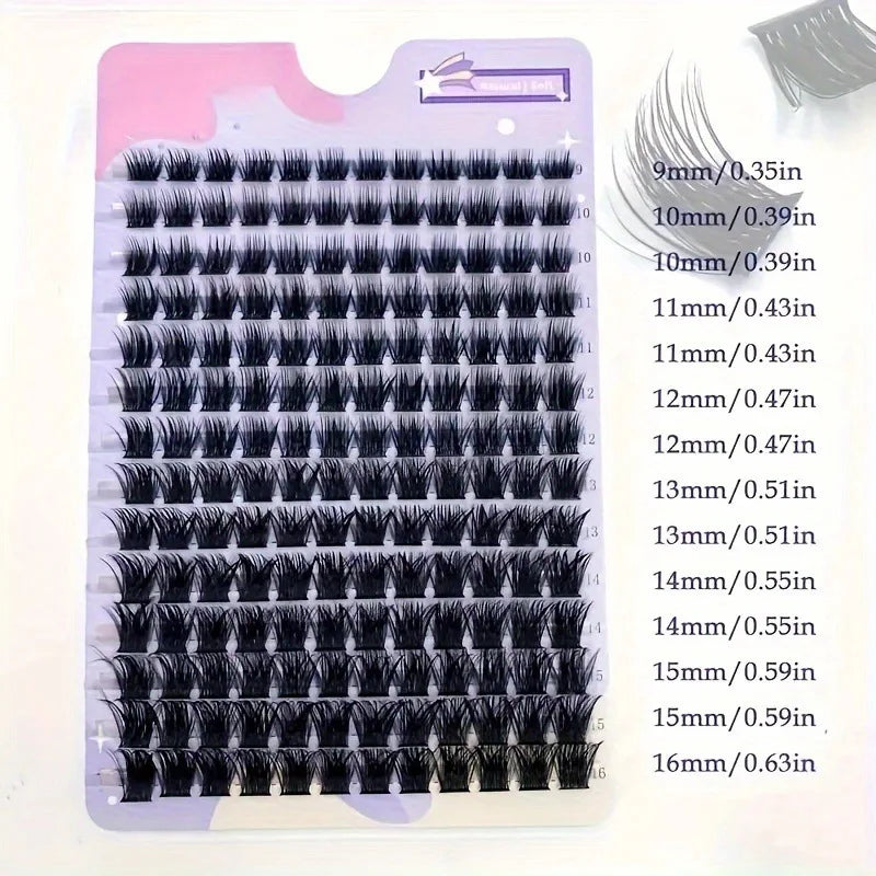 MIAOJIE DIY Clusters Eyelashes 0.07mm D Curl 9-16mm Mixed Natural Eyelash Extension DD Curl Personal Eyelash Cluster Makeup Tool