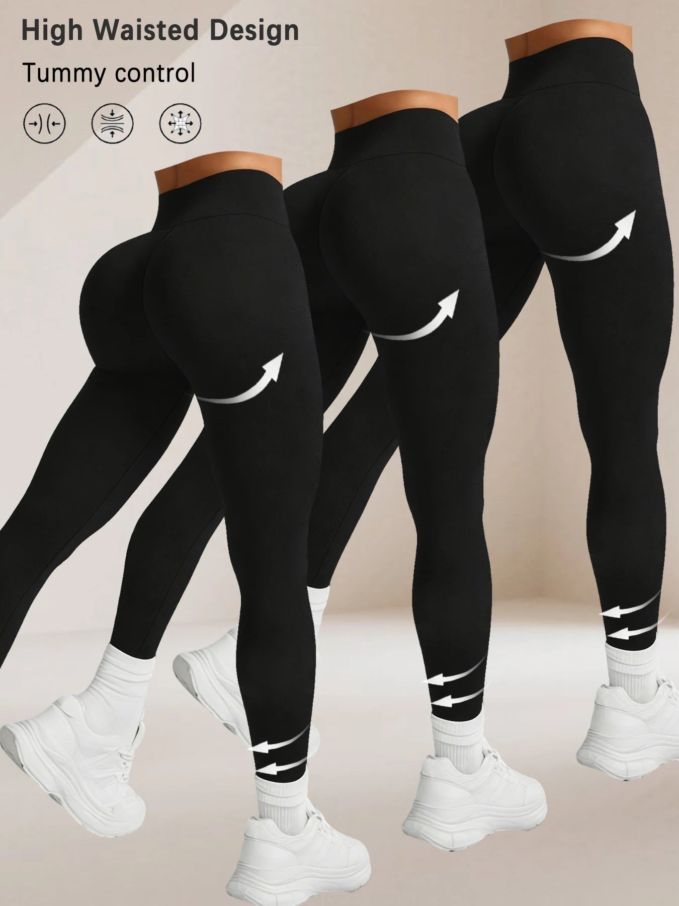 3 Pack High Waisted Women's Leggings with Tummy Control-Super Soft Comfortable Fit for Yoga Running Workout and Daily Activities