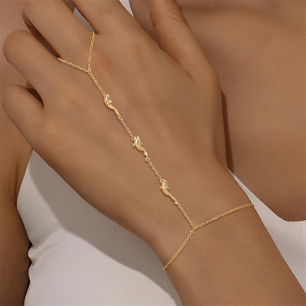 ROXI 925 Sterling Silver Heart/Star Zircon Bracelet With Finger Design For Women Hand Chain Accessories Party Jewelry Gift