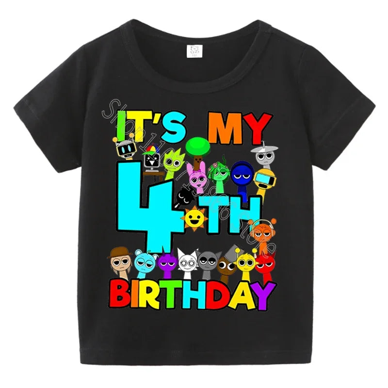 Summer Short Sleeves Sprunki Incredibox Print Children T-shirts Kids Clothes Boys Girls Cotton Tees Tops Birthday Party Gifts