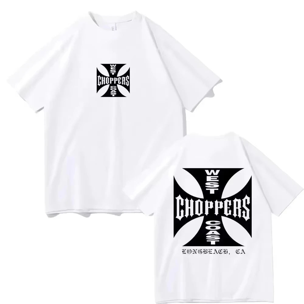 Summer 2026 New West Coast Motorcycle Design Men's T-shirt High Quality Fashion Print Crew Neck T-shirt for Men and Women