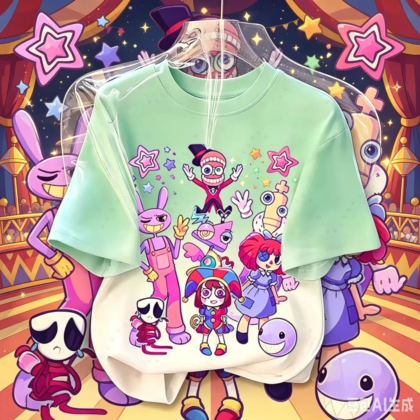 2026 Anime Short-Sleeve T-Shirt Magical Digital Circus T-Shirt Summer Fashion Unisex Crew Neck Top Lightweight and Breathable