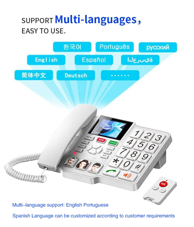 Hindetel 4G Cordless Landline Wireless House Phone Fix Telephone with SOS Big Button Remote Control for Seniors Elderly Old