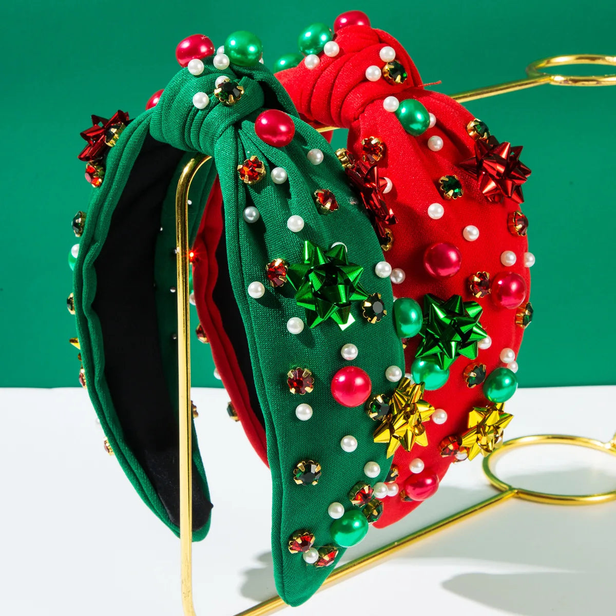 Xmas Hair Accessory Plastic Floral Pearl Headband Women Simple Christmas Hairband for Holiday Party