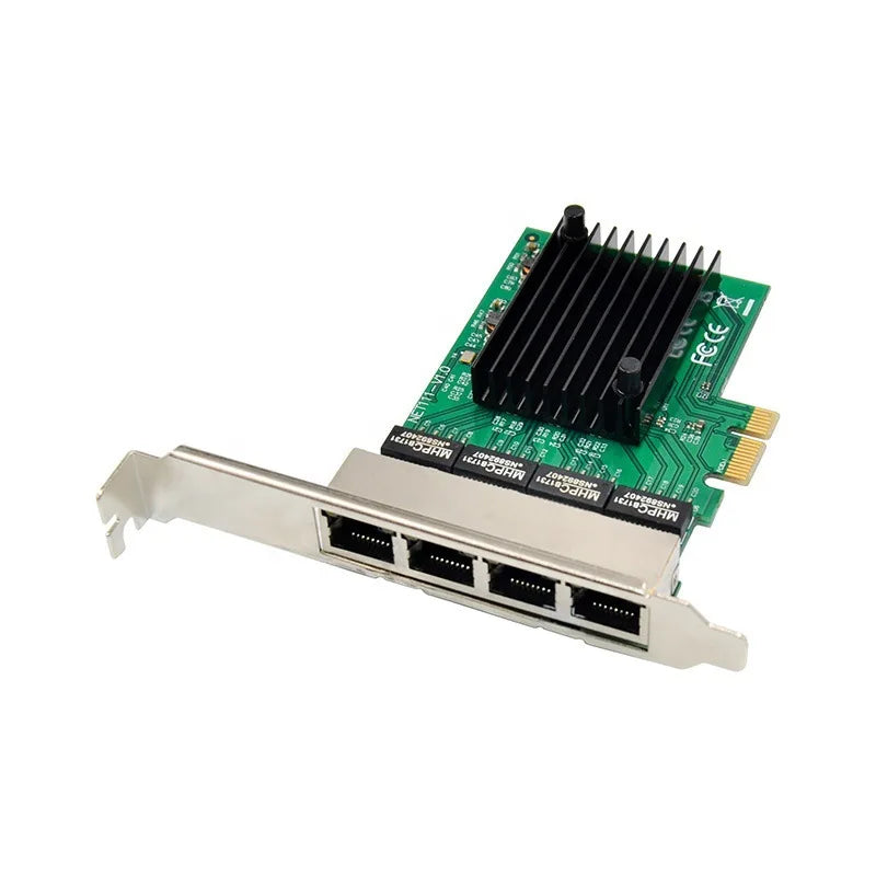 4 Port RJ45 1000Mbps Lan Network Card High Speed Remote Wake Control PCIE X1 Ethernet Adapter PC Cat5 UTP Cable Converter