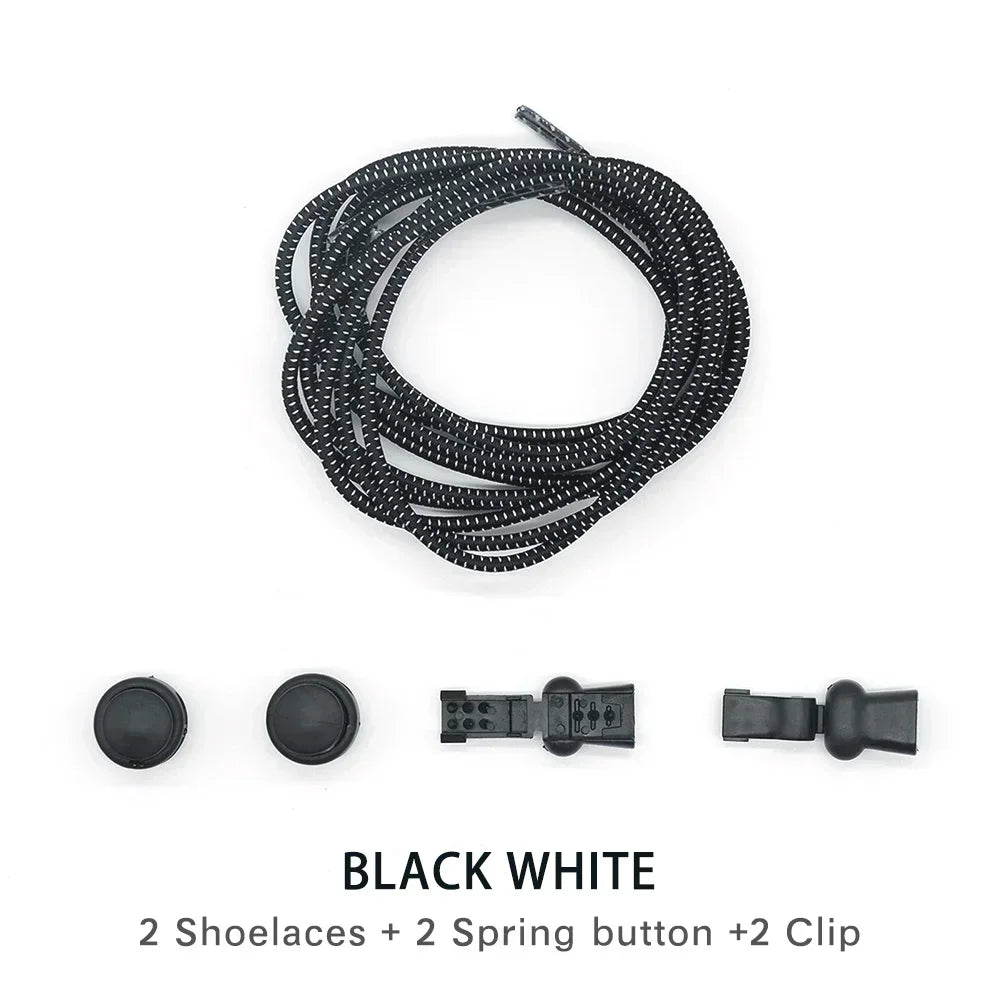 1 Pair of No Tie ShoesLaces Rubber Round Spring Lock Elastic Sneaker Shoelaces Laces Accessories Suitable for Kids Adult Lazy
