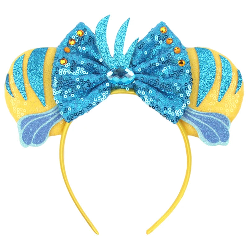 2025 New Style Mickey Minnie Ear Headband Sequin Bows Girl Adult Kids Halloween Party Cosplay Hair Accessories Princess Hairband