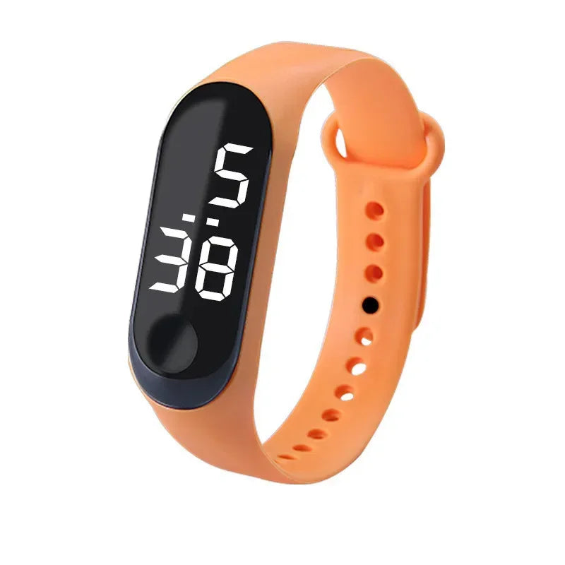 Waterproof Kids Sports Watch Children Smart Touch Screen LED Digital Watch Two Tone Silicone Strap Men Women Watch Student Clock