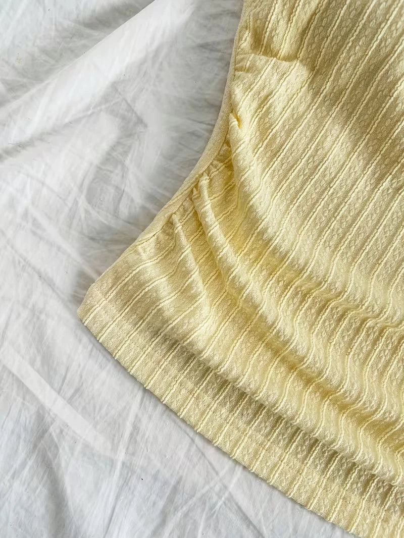 Short Top, Women's Vacation Knitted Tie Hanging Neck Tie Top