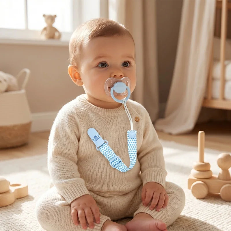 Fixed Button Baby Pacifier Clips Chains Ribbon Dummy Soother Holder Chains Anti-drop Buckle Strap for Pacifier Baby Feeding Gift
