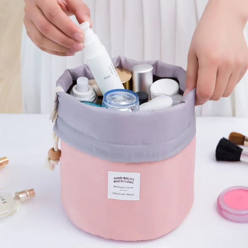 New Cosmetic Bag Fashion Round Waterproof Makeup Bag Travel MakeUp Organizer Female Storage Toiletry Kit Case,ylon High Capacity