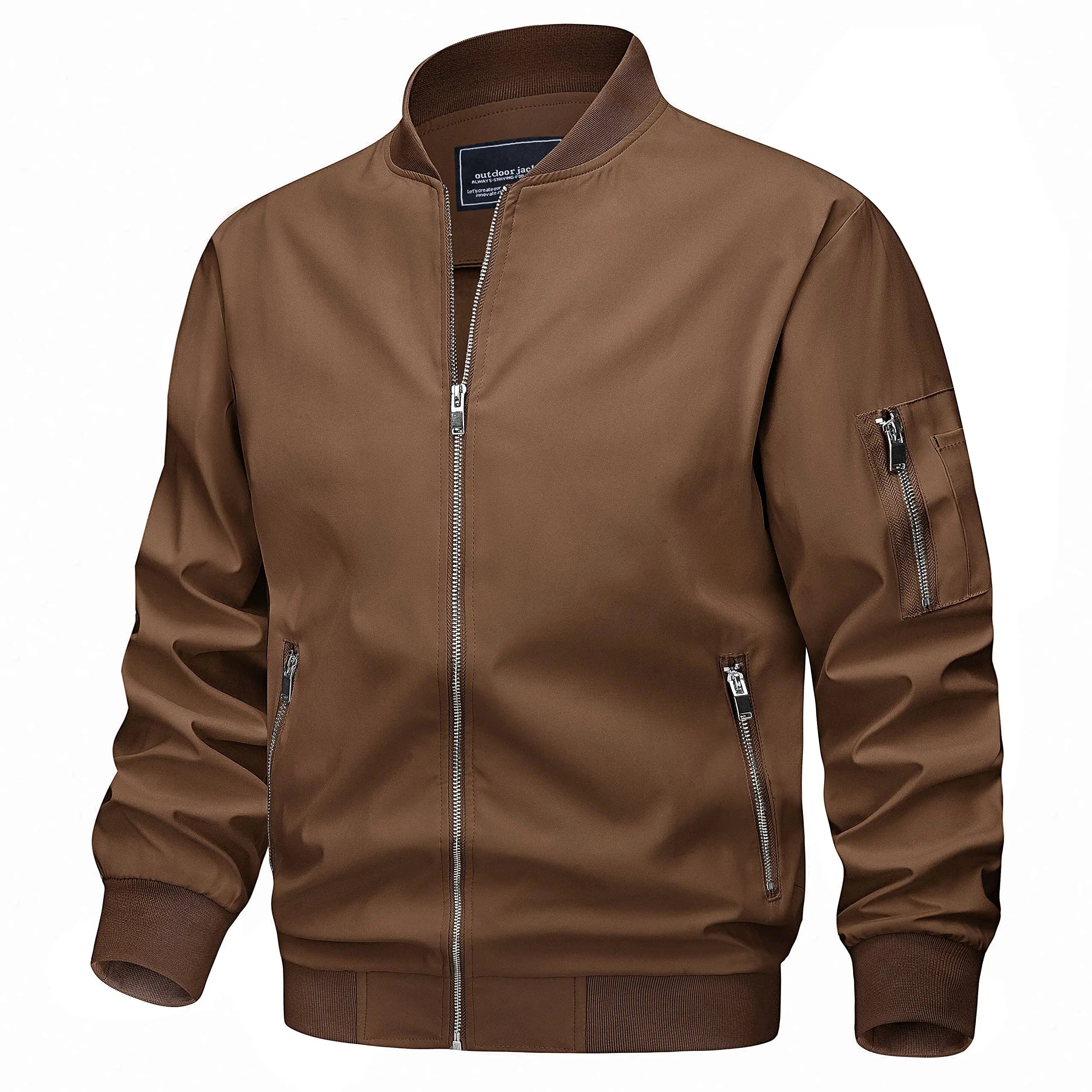 TACVASEN Spring Fall Thin Bomber Jackets Mens Jacket Lightweight Casual Windbreaker Zip Pockets Coats Biker Outwear Outdoor Male