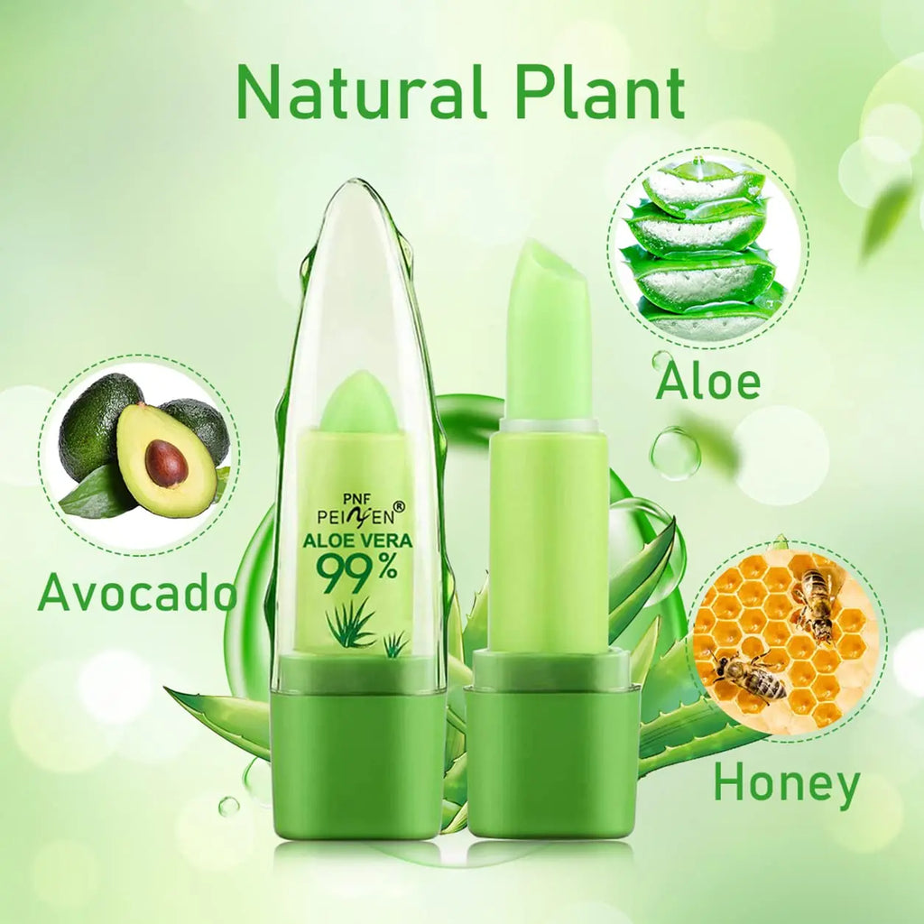 2pcs Aloe Vera Lipstick,Long Lasting Lip Care Nutritious Plumper Lip Balm,Moisturizer Color Changing Jelly Lip Gloss Makeup