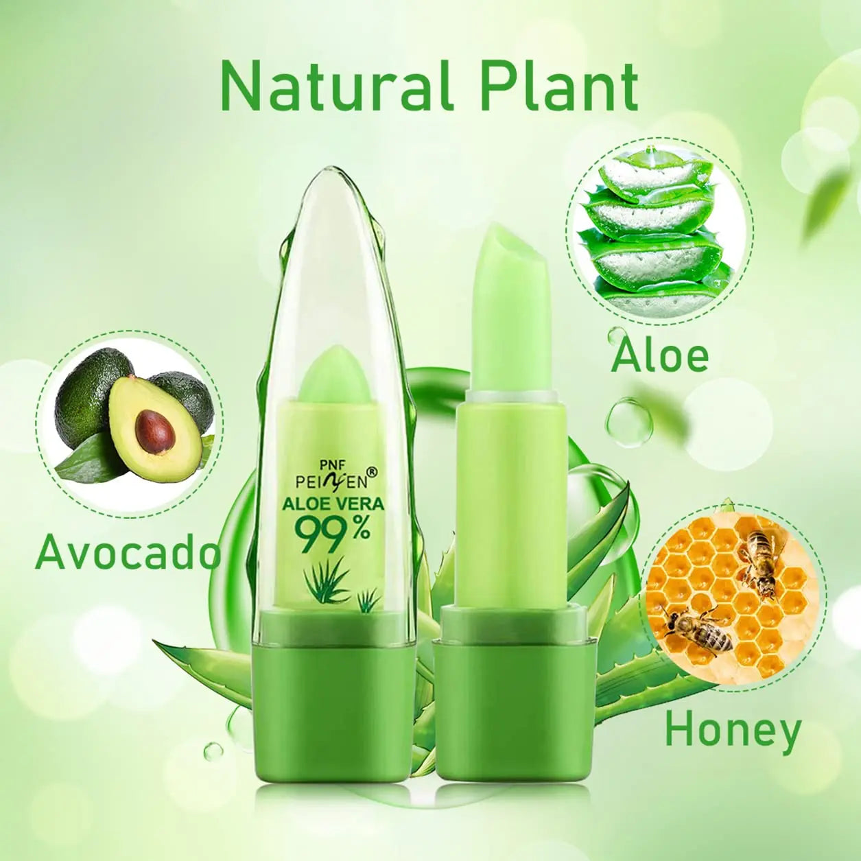 2pcs Aloe Vera Lipstick,Long Lasting Lip Care Nutritious Plumper Lip Balm,Moisturizer Color Changing Jelly Lip Gloss Makeup