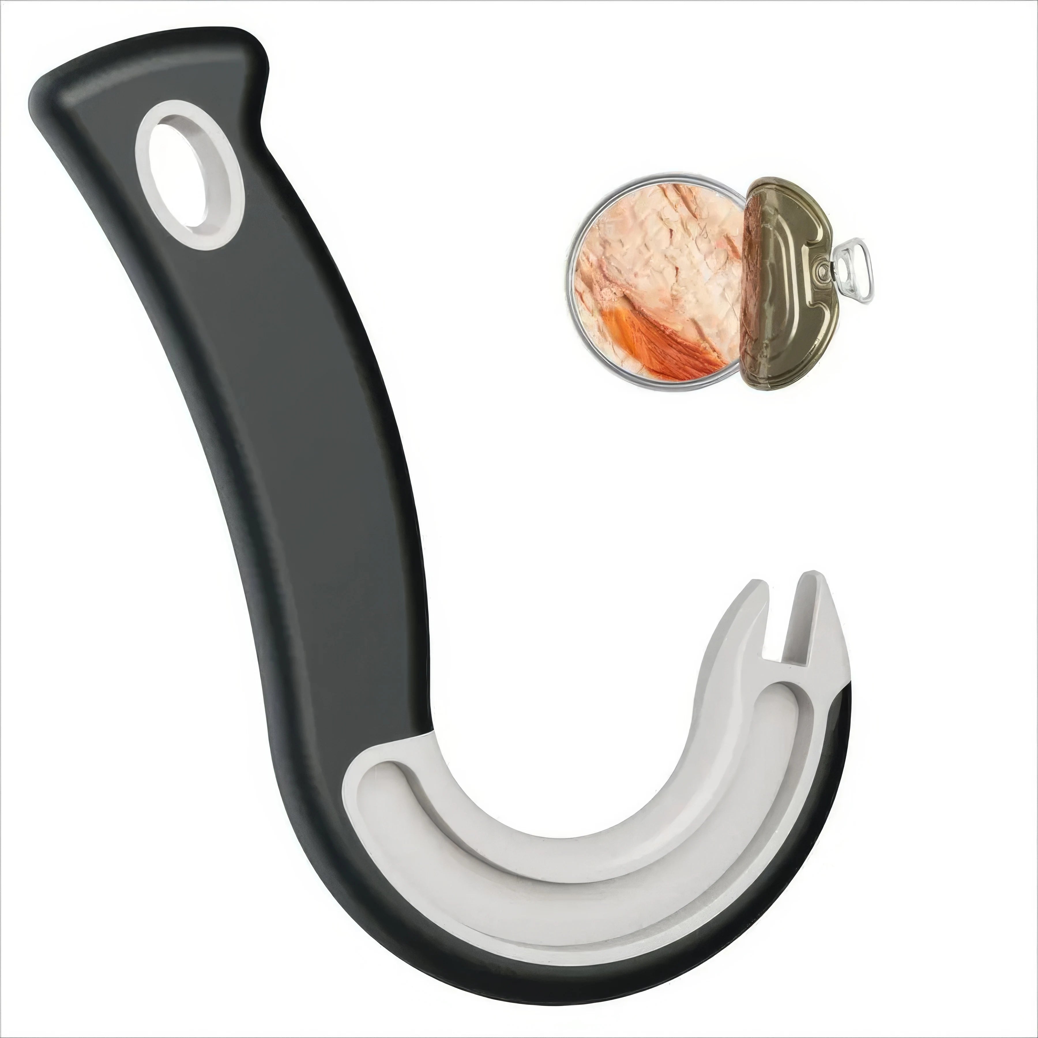 1/2 Hook Type Can Opener Black, Durable Plastic Construction, Essential for Restaurants, Modern Kitchen Tool, Brand Opener
