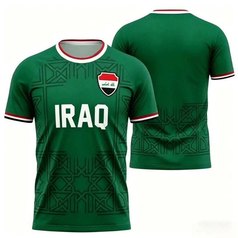 Iraqi National Team s Summer 3D Printed style Football Jerseys and T shirts Are Loose Comfortable Suitable for Daily Wear
