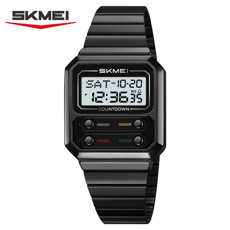 SKMEI 2448 Luxury Stainless Steel Digital Watch for Men Waterproof Countdown Shockproof Mens Wristwatches Relojes Para Hombre