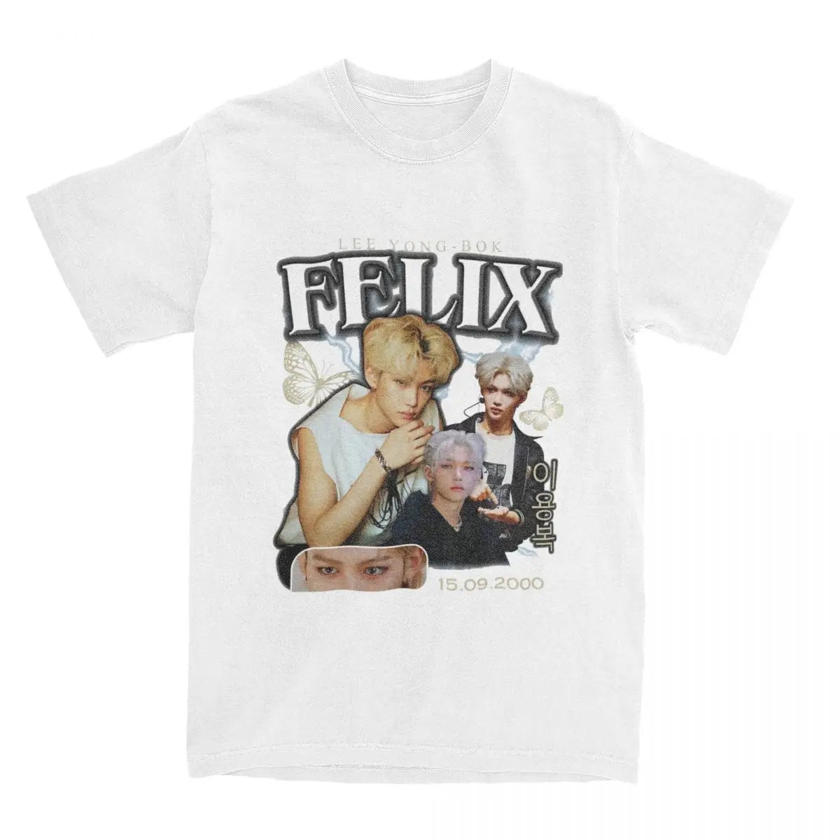 Men FELIX Korean Kpop Singer T Shirts Idol Cotton Clothing Summer Vintage Short Sleeve T-Shirt O Neck Harajuku Tshirt