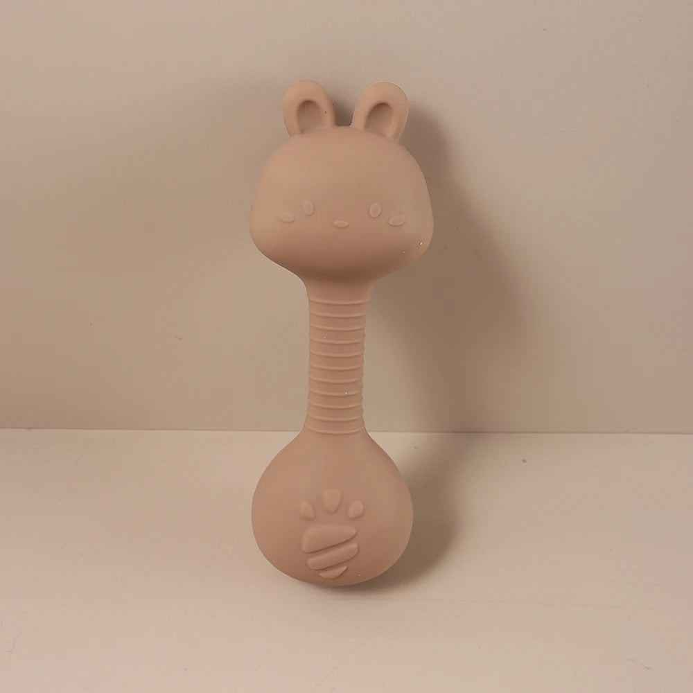 2-in-1 Barbell Shape Silicone Teether baby Rattle toy with sound 5kg