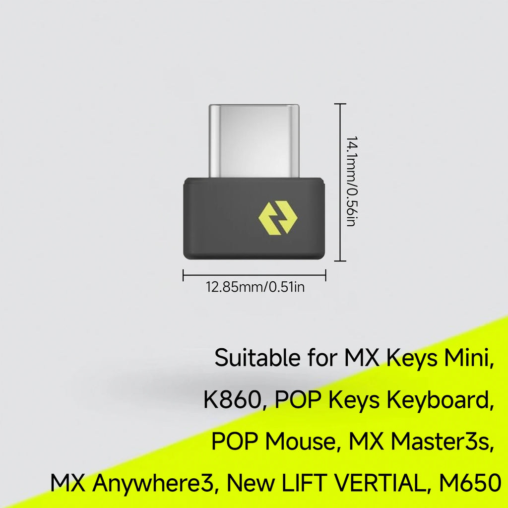 USB Receiver For Logitech Bolt Adapter - Multi Device Receiver For MX Keys Mini, POP Keys Keyboard / Mouse, K860, M650